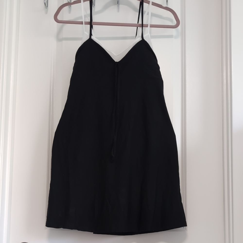 wild fable Black Slip Dress with White Trim